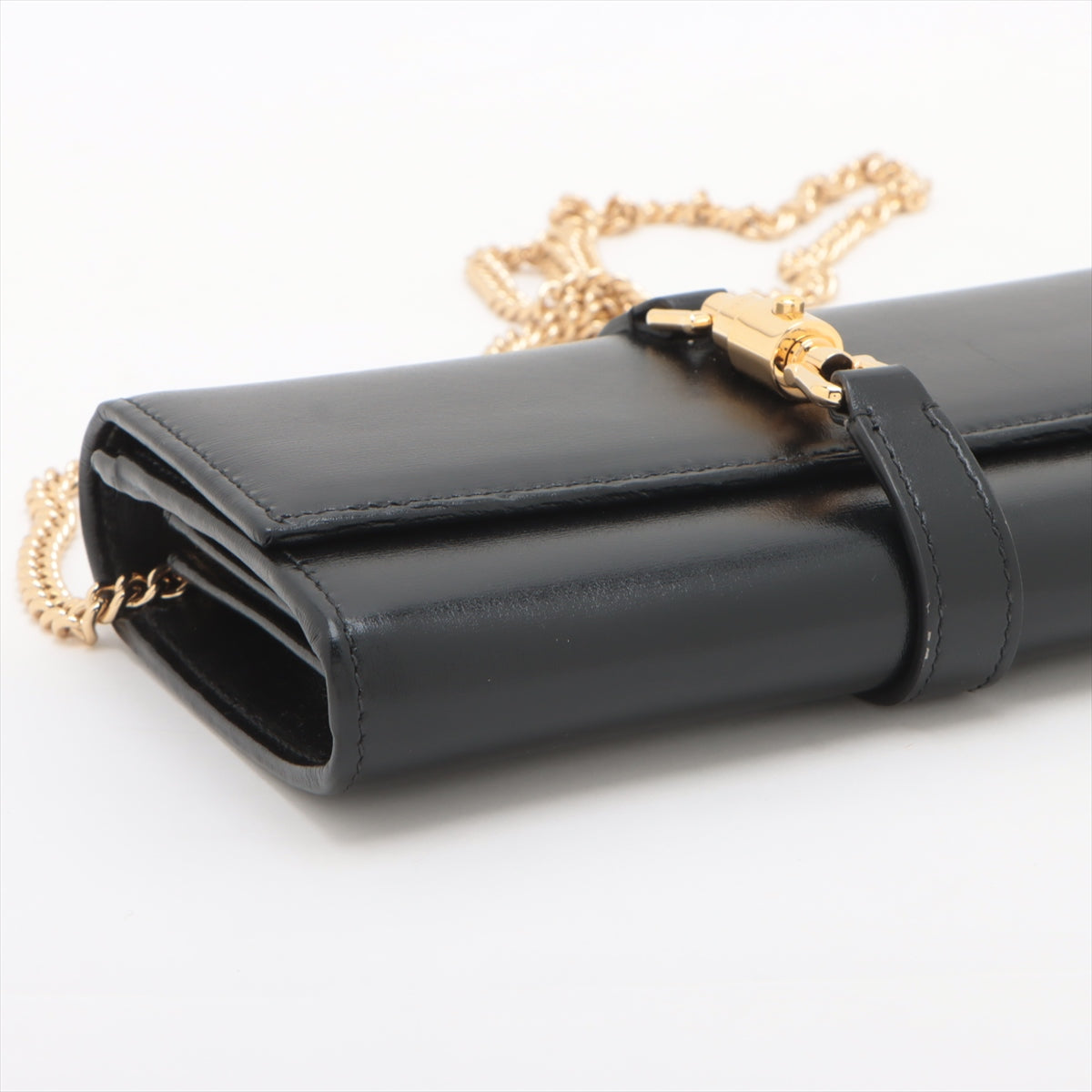 Gucci Jackie 1961 Leather Chain Wallet Black 652681