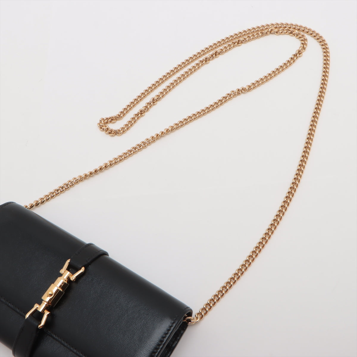 Gucci Jackie 1961 Leather Chain Wallet Black 652681