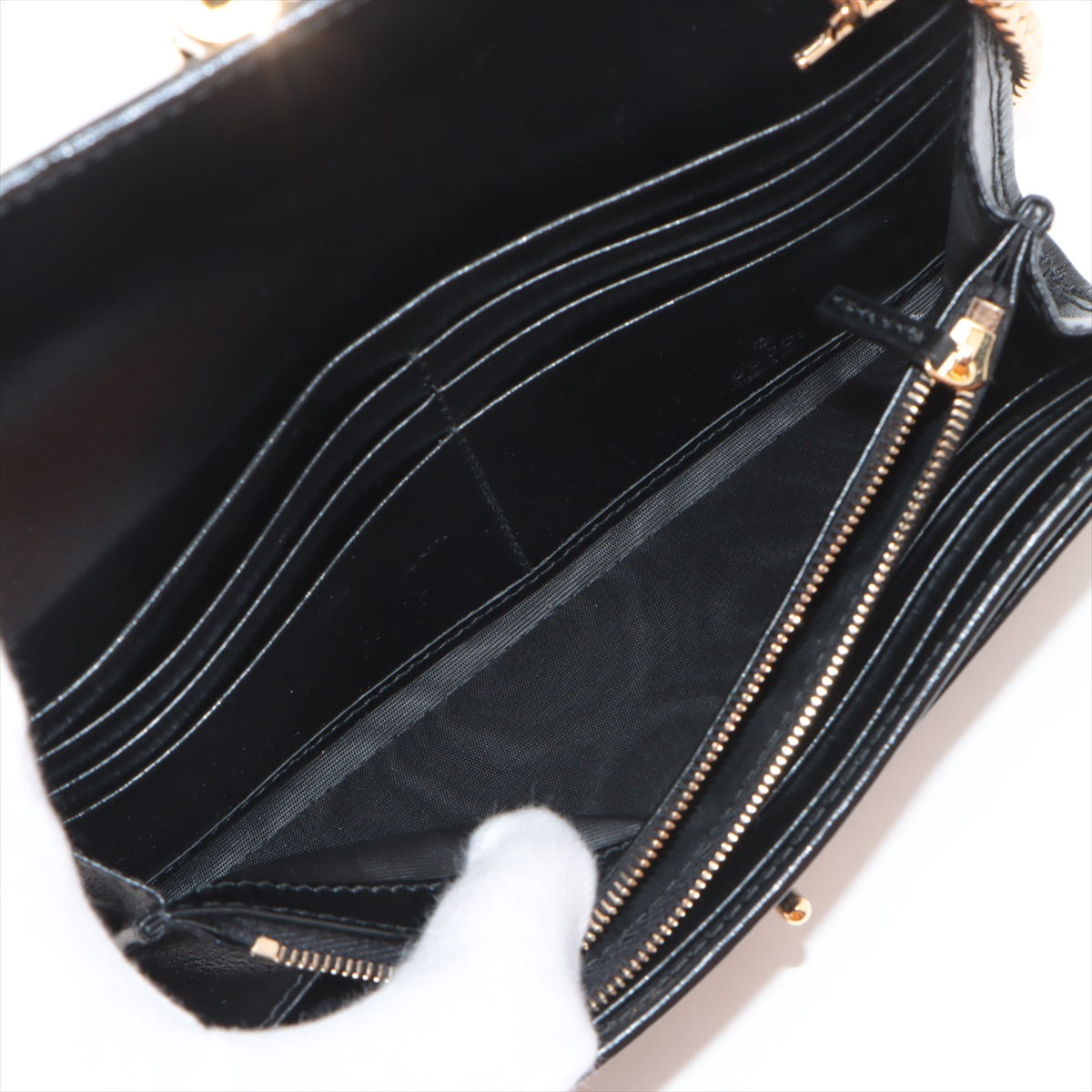 Gucci Jackie 1961 Leather Chain Wallet Black 652681