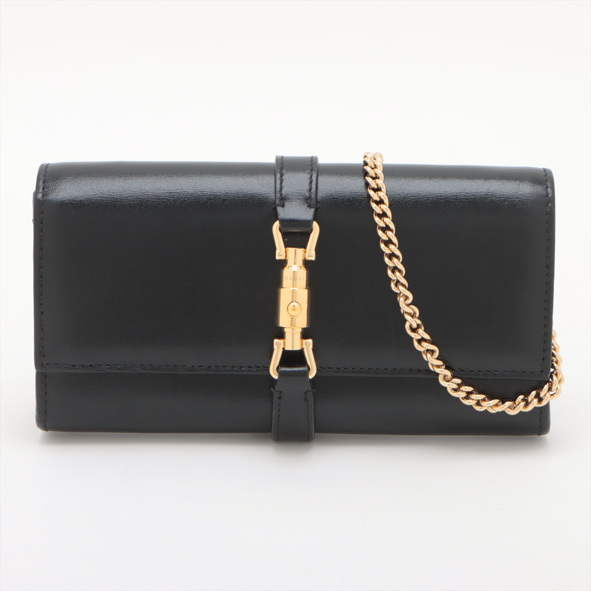 Gucci Jackie 1961 Leather Chain Wallet Black 652681