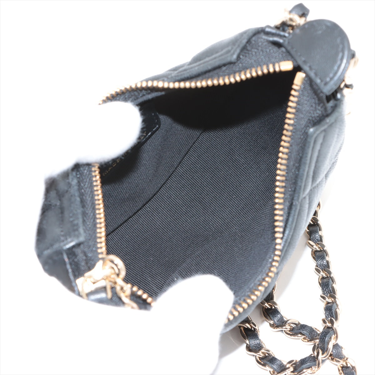 Chanel Small Hobo Lambskin Chain Shoulder Bag Black Gold Metal Fittings