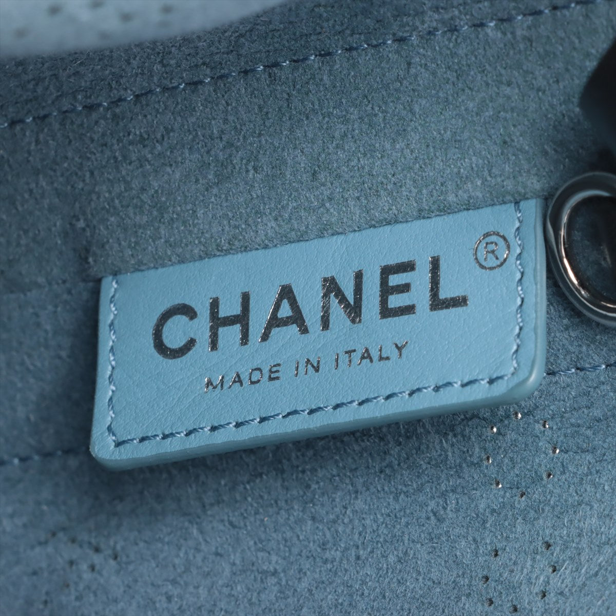 Chanel Logo Leather 2 Way Tote Bag punching Black Silver Metal Fittings