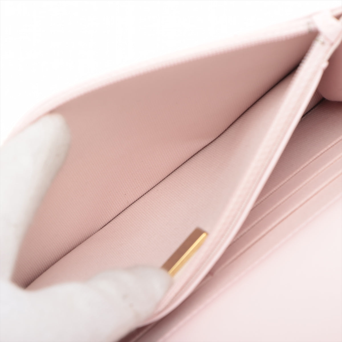Chanel Matelasse Lambskin Chain Wallet Pearl Pink Gold Metal Fittings