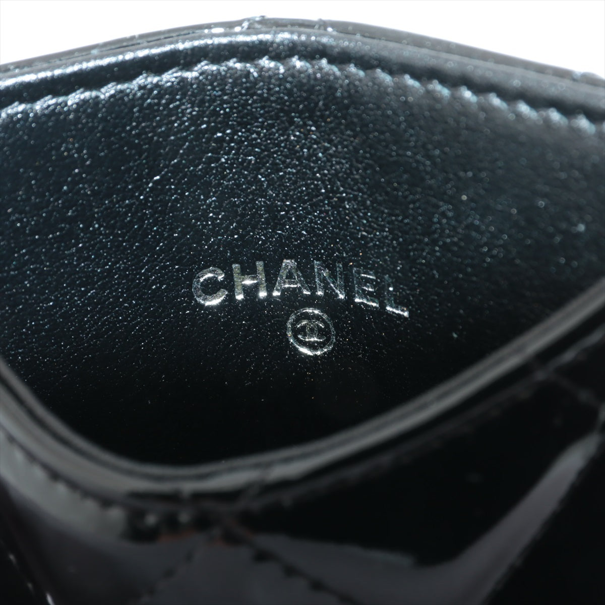 Chanel Matelasse Patent Leather Card Case Black