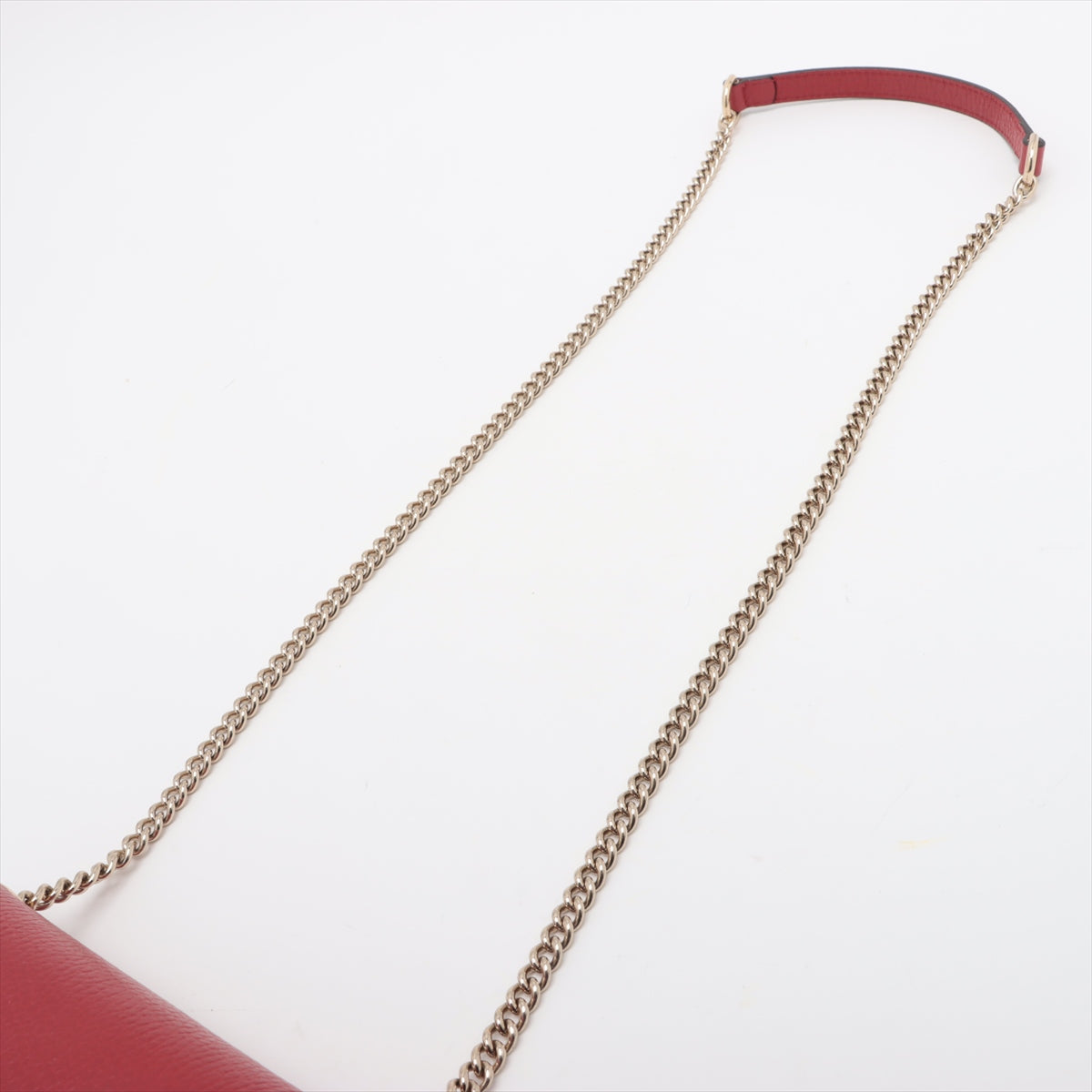 Gucci Interlocking G Leather Chain Shoulder Bag Red 510304