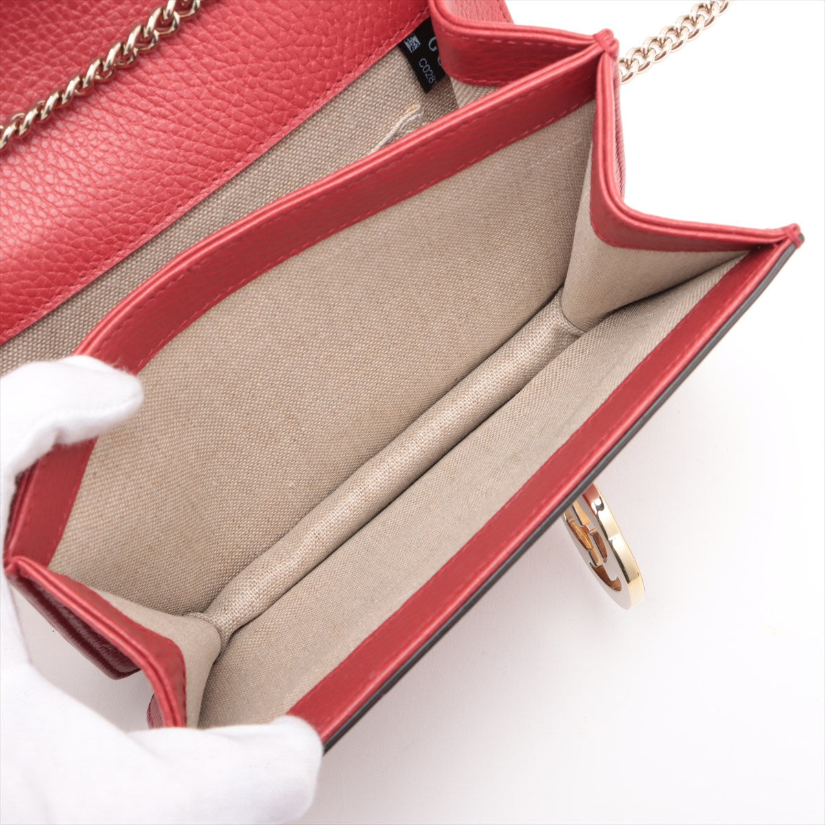 Gucci Interlocking G Leather Chain Shoulder Bag Red 510304