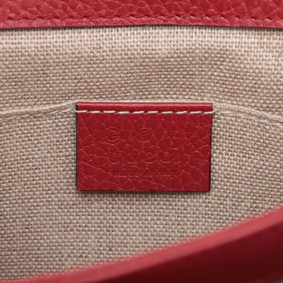 Gucci Interlocking G Leather Chain Shoulder Bag Red 510304
