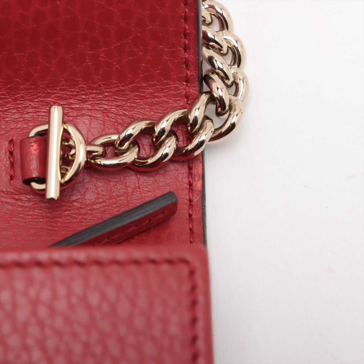 Gucci Interlocking G Leather Chain Wallet Red 510314