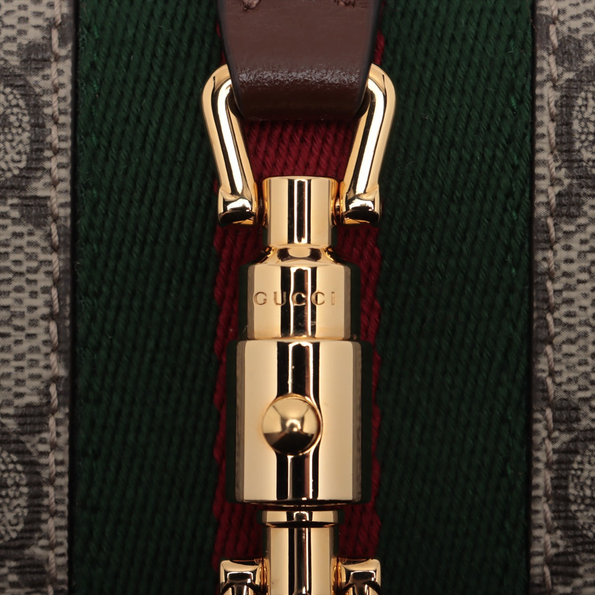 Gucci Jackie 1961 GG Supreme PVC & leather Chain Wallet Beige×Brown 652681