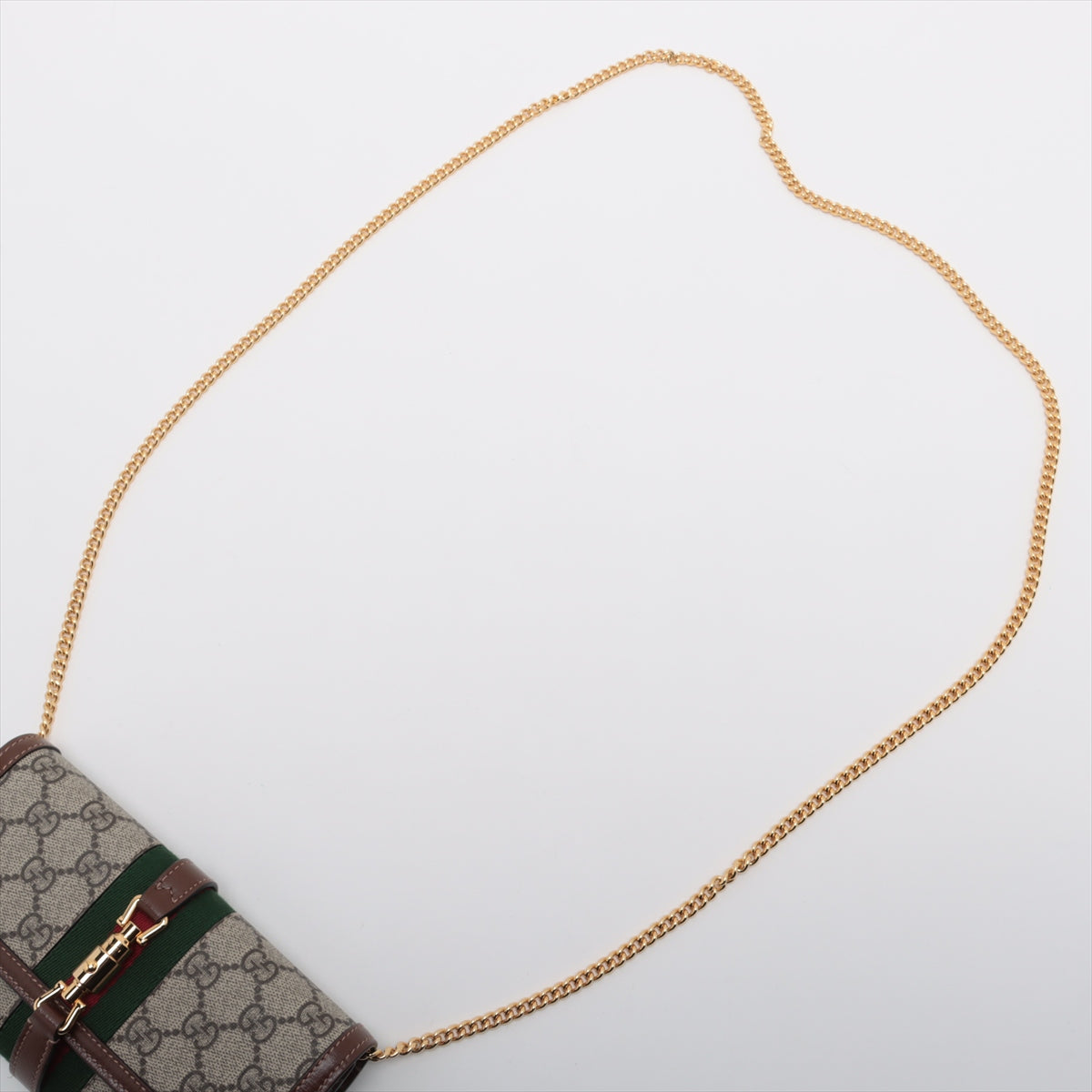Gucci Jackie 1961 GG Supreme PVC & leather Chain Wallet Beige×Brown 652681
