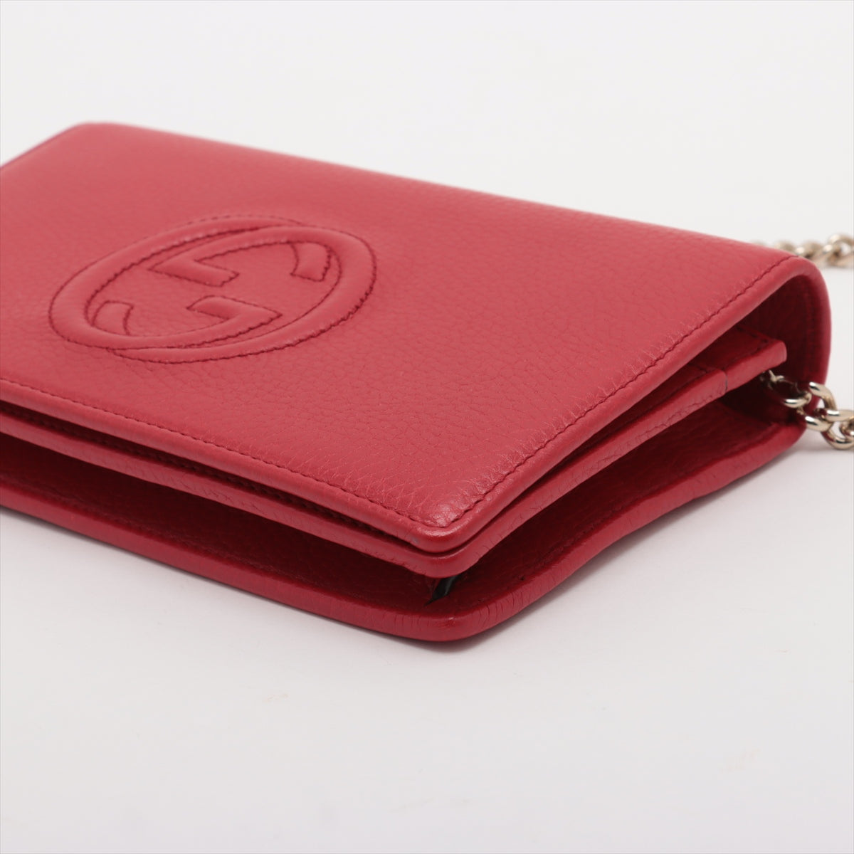 Gucci Soho Leather Chain Wallet Red 407041