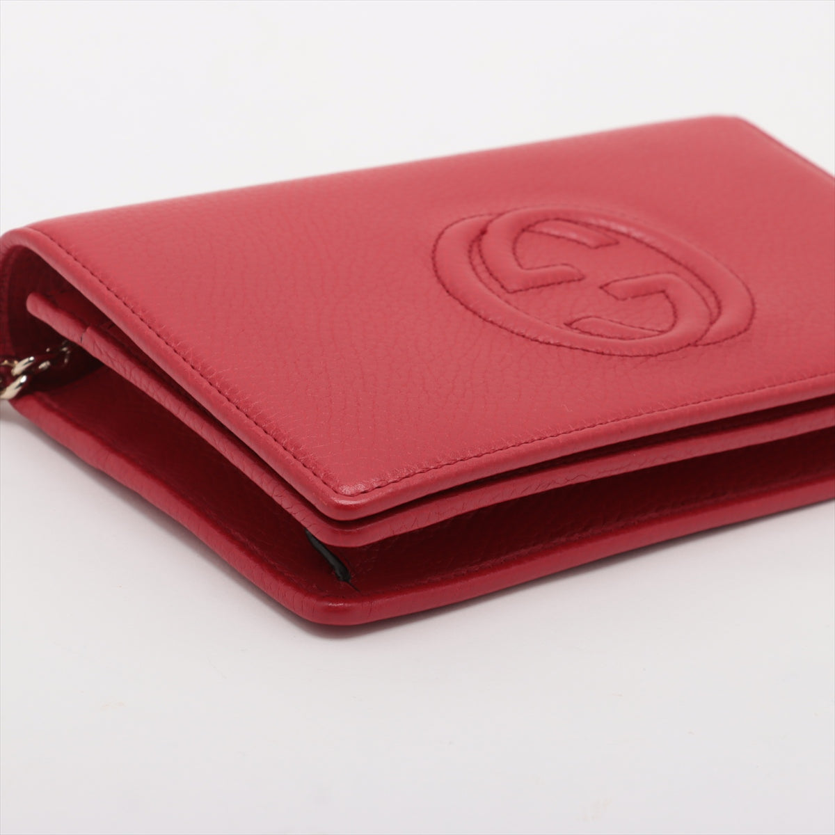 Gucci Soho Leather Chain Wallet Red 407041