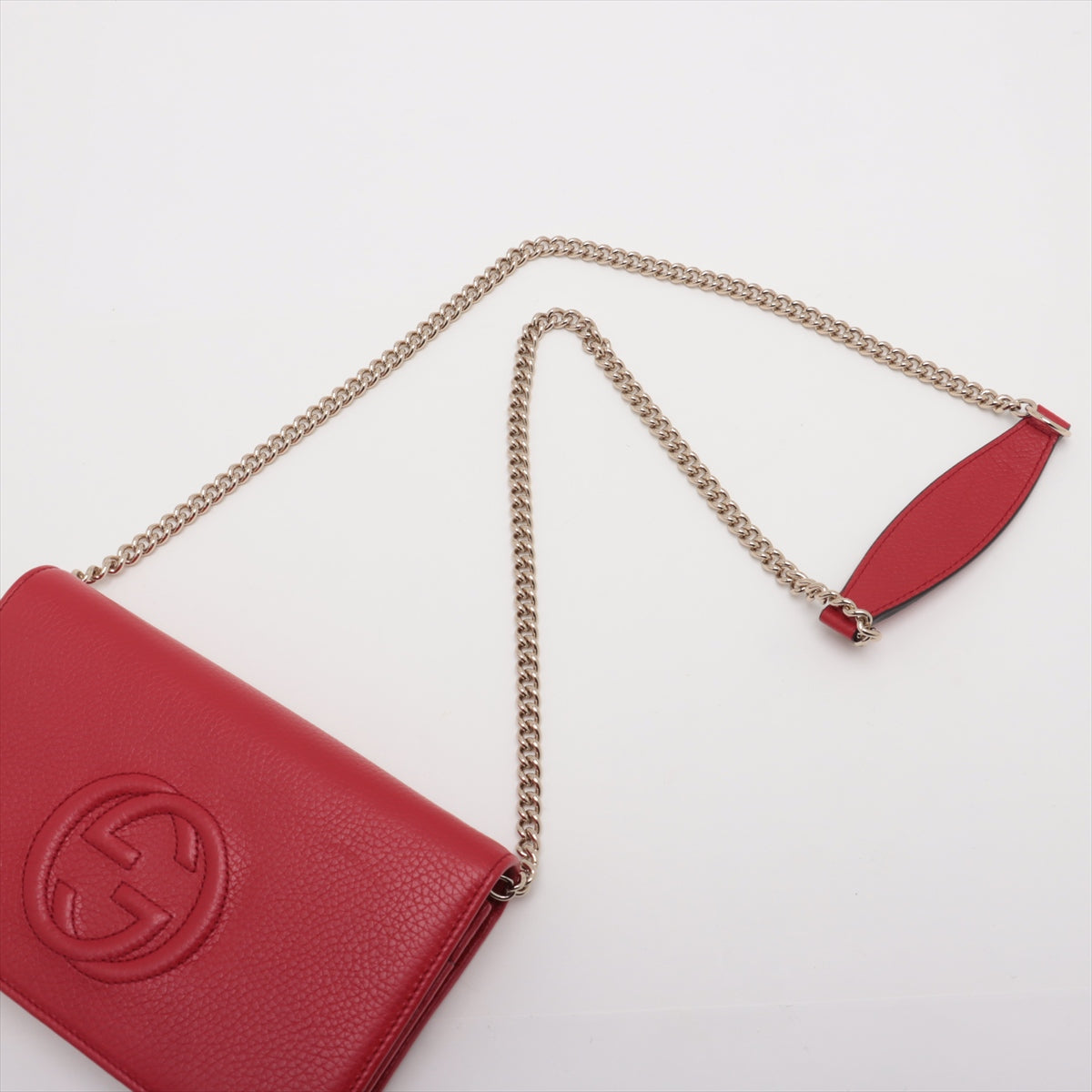 Gucci Soho Leather Chain Wallet Red 407041