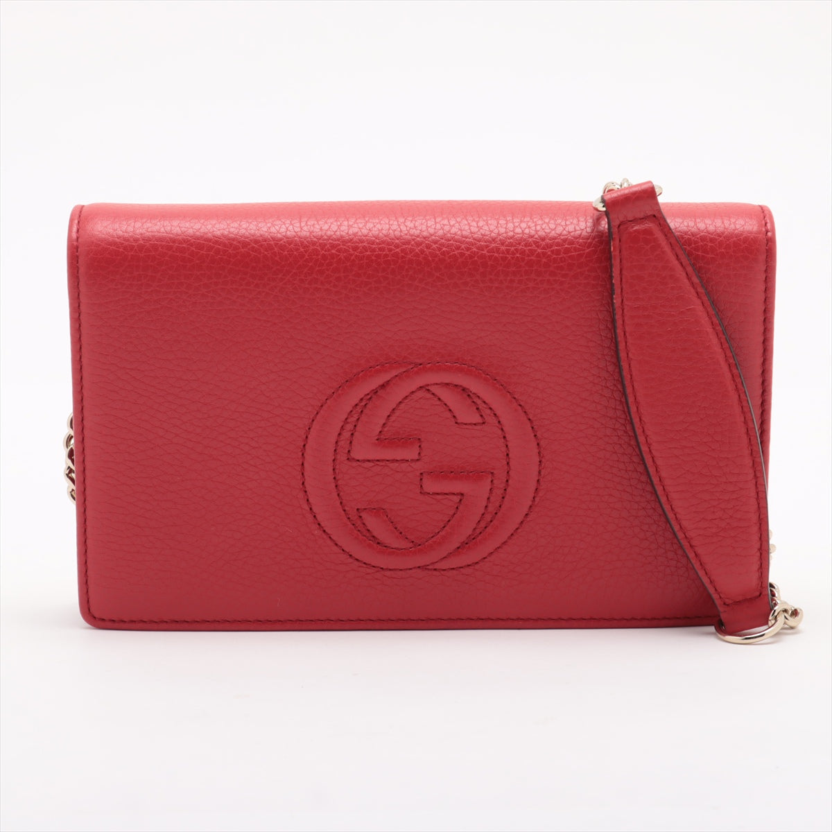 Gucci Soho Leather Chain Wallet Red 407041