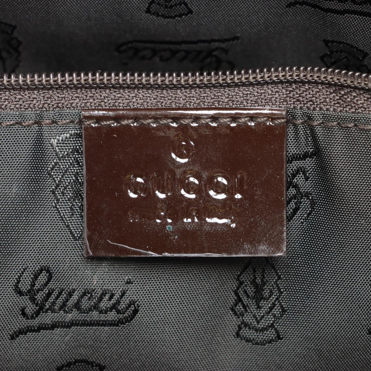 Gucci GG Canvas Canvas × Patent Leather Tote bag Brown x beige