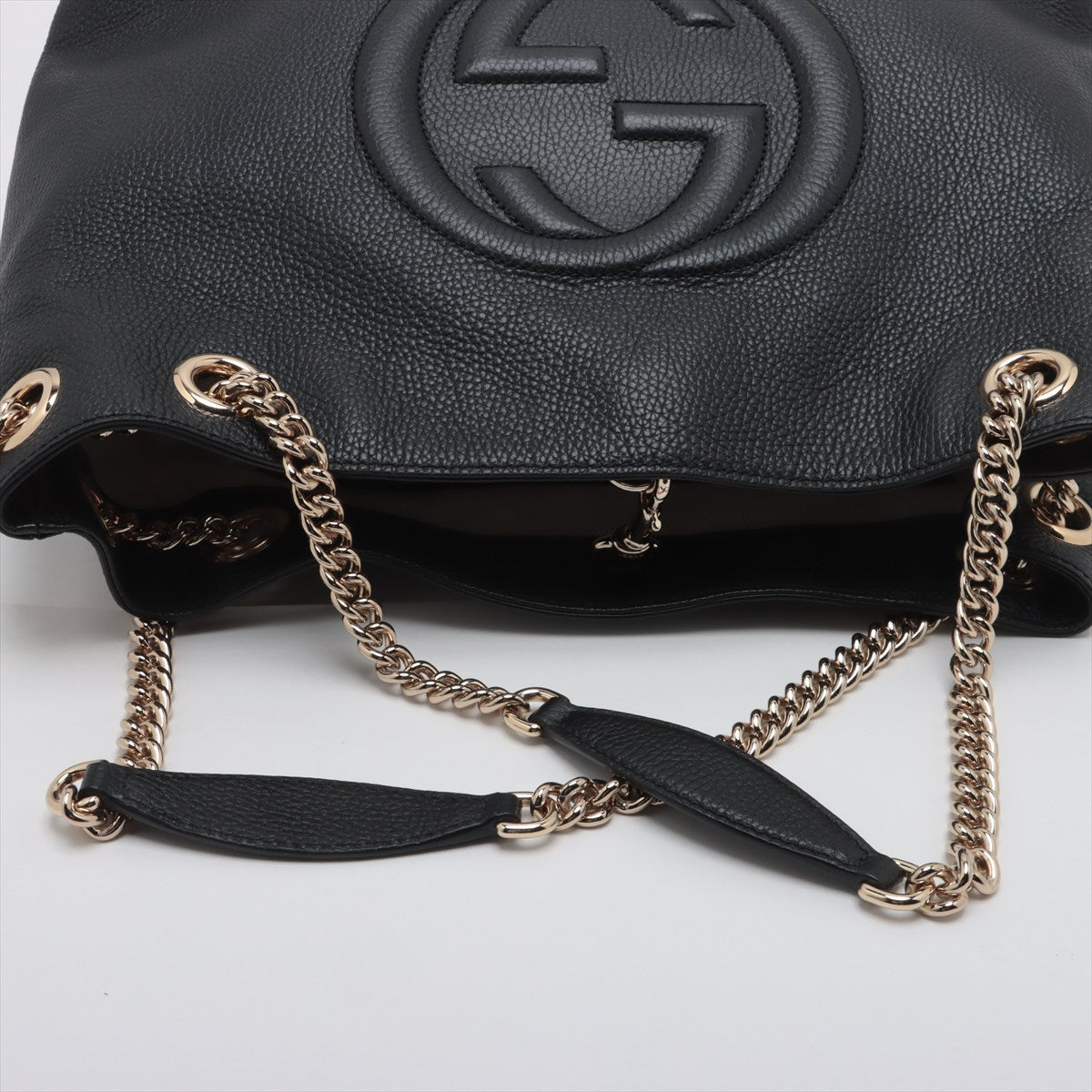 Gucci Soho Leather Chain Tote Bag Black 536196