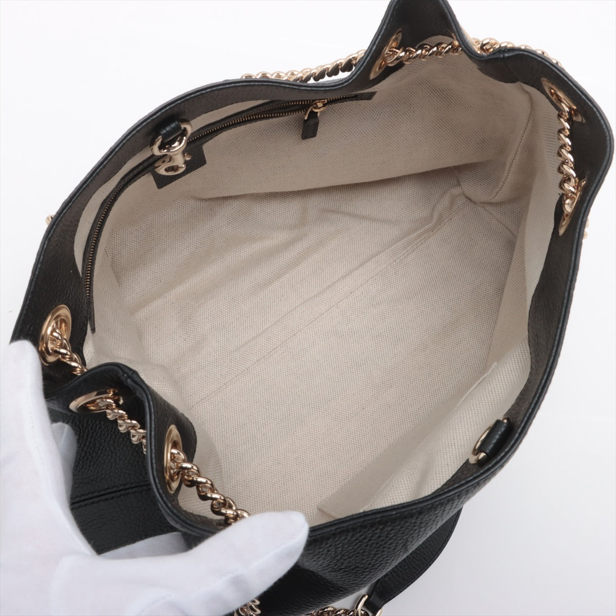 Gucci Soho Leather Chain Tote Bag Black 536196