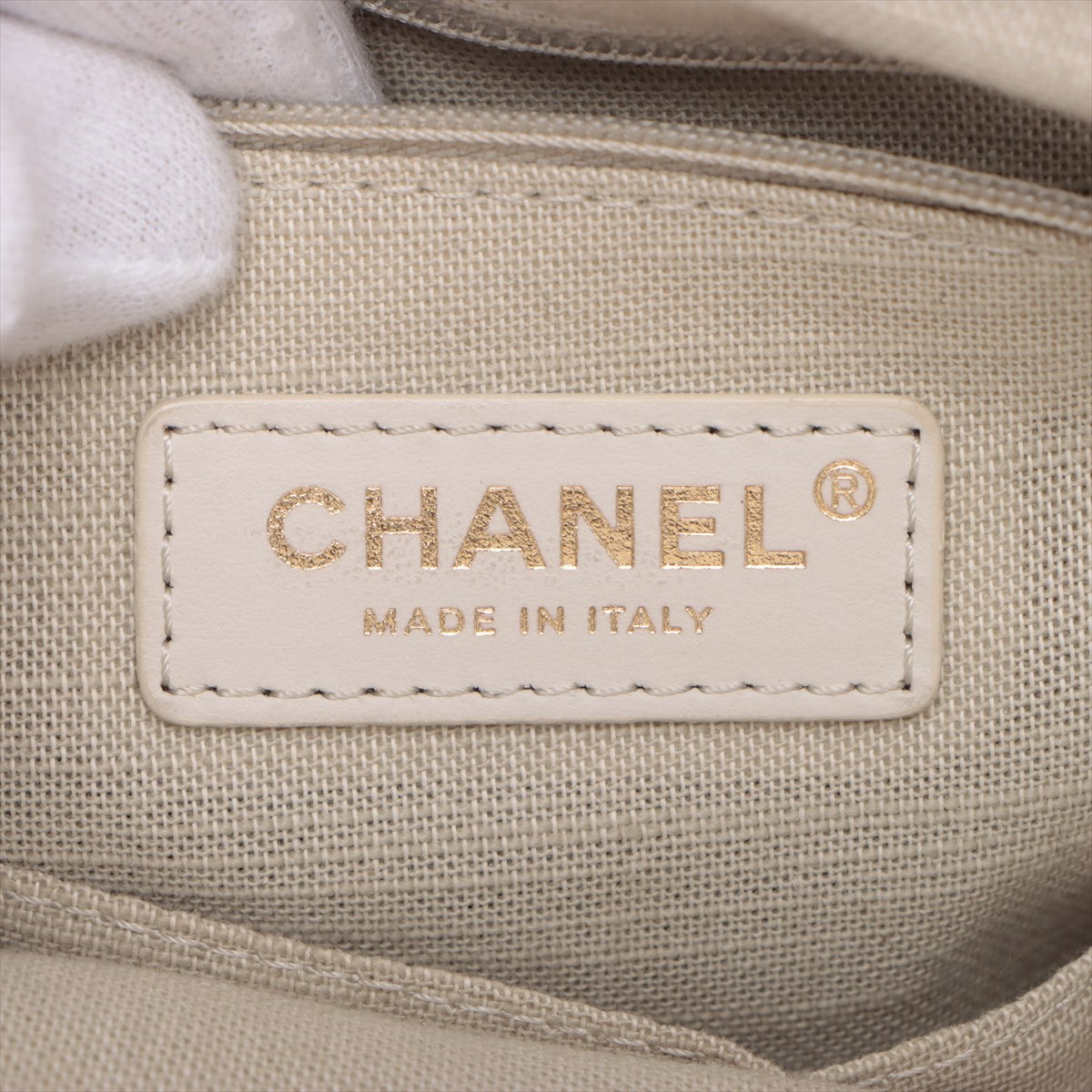 Chanel Deauville MM Canvas & Leather 2 Way Tote Bag Beige Gold Metal Fittings JTTJ9UU6