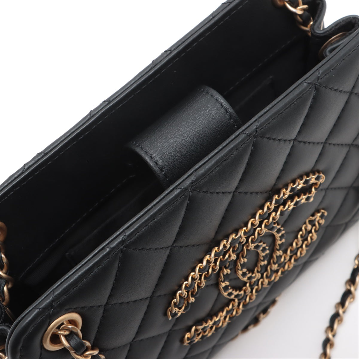 Chanel CHANEL 19 Lambskin Chain Shoulder Bag Black Gold Metal Fittings 30420986