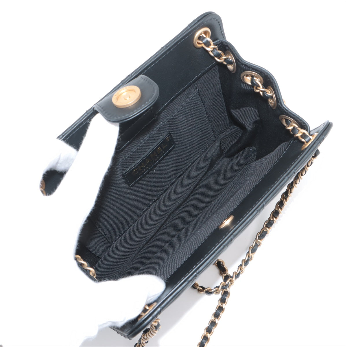 Chanel CHANEL 19 Lambskin Chain Shoulder Bag Black Gold Metal Fittings 30420986