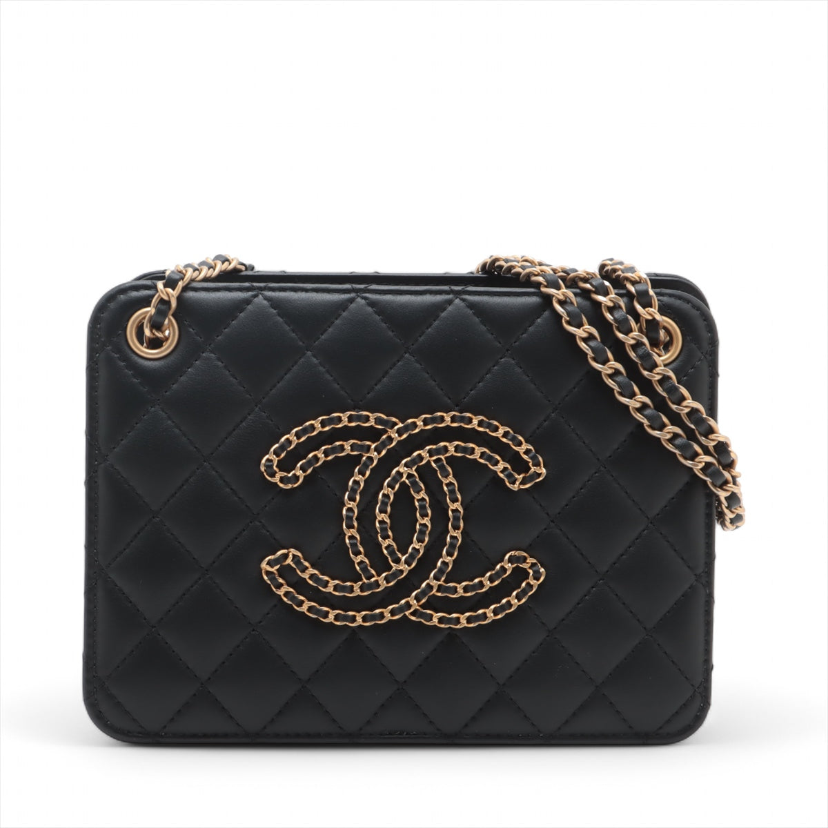 Chanel CHANEL 19 Lambskin Chain Shoulder Bag Black Gold Metal Fittings 30420986