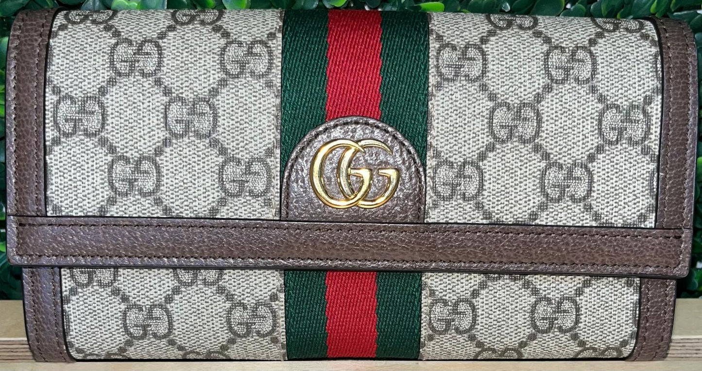 Gucci Monogram Long Wallet with Bag and Box