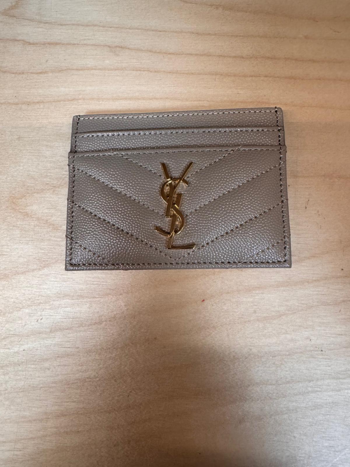 YSL Cassandre Card Case Beige