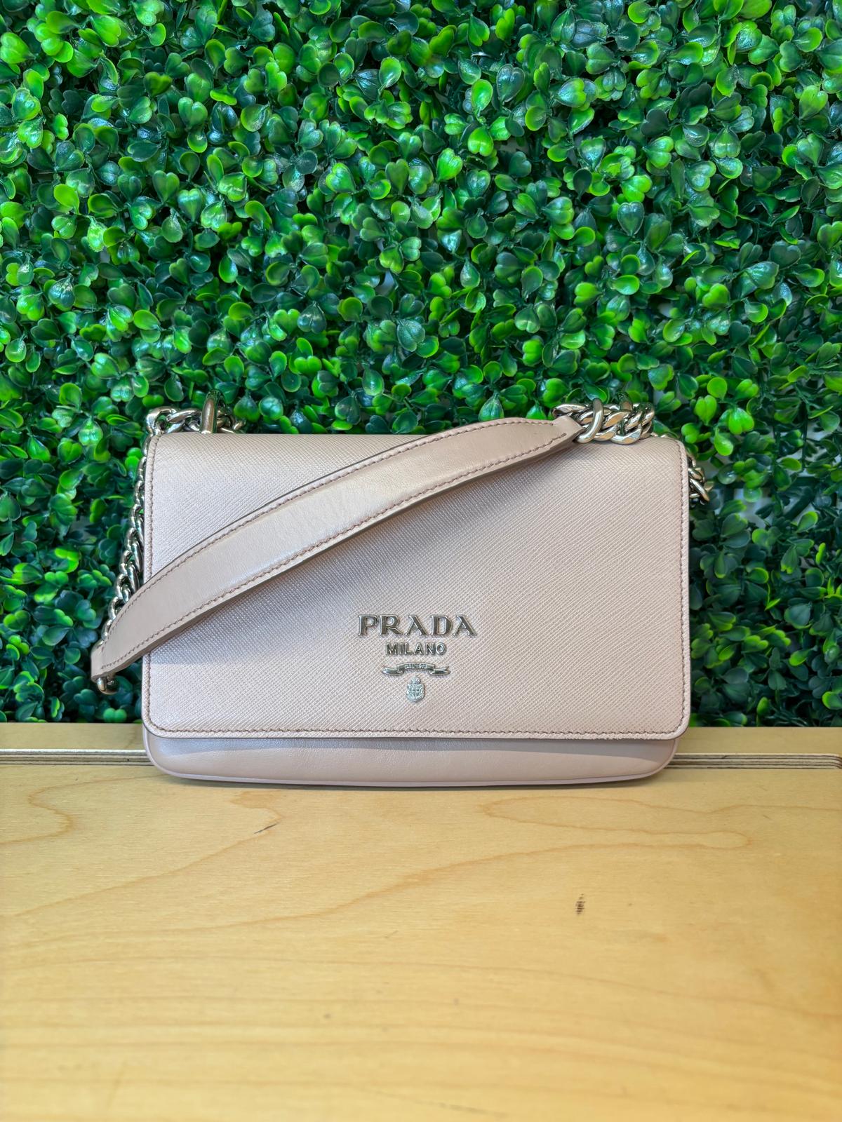Prada Glace Calfskin Chain Crossbody Bag
