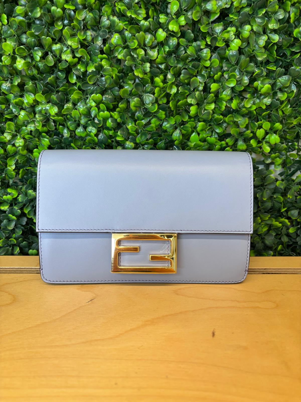 Fendi Vitello King Mini Flat Baguette w/ Guitar Strap