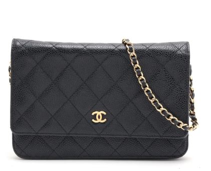 Chanel black caviar wallet on chain with seal series 21 (2015/16)