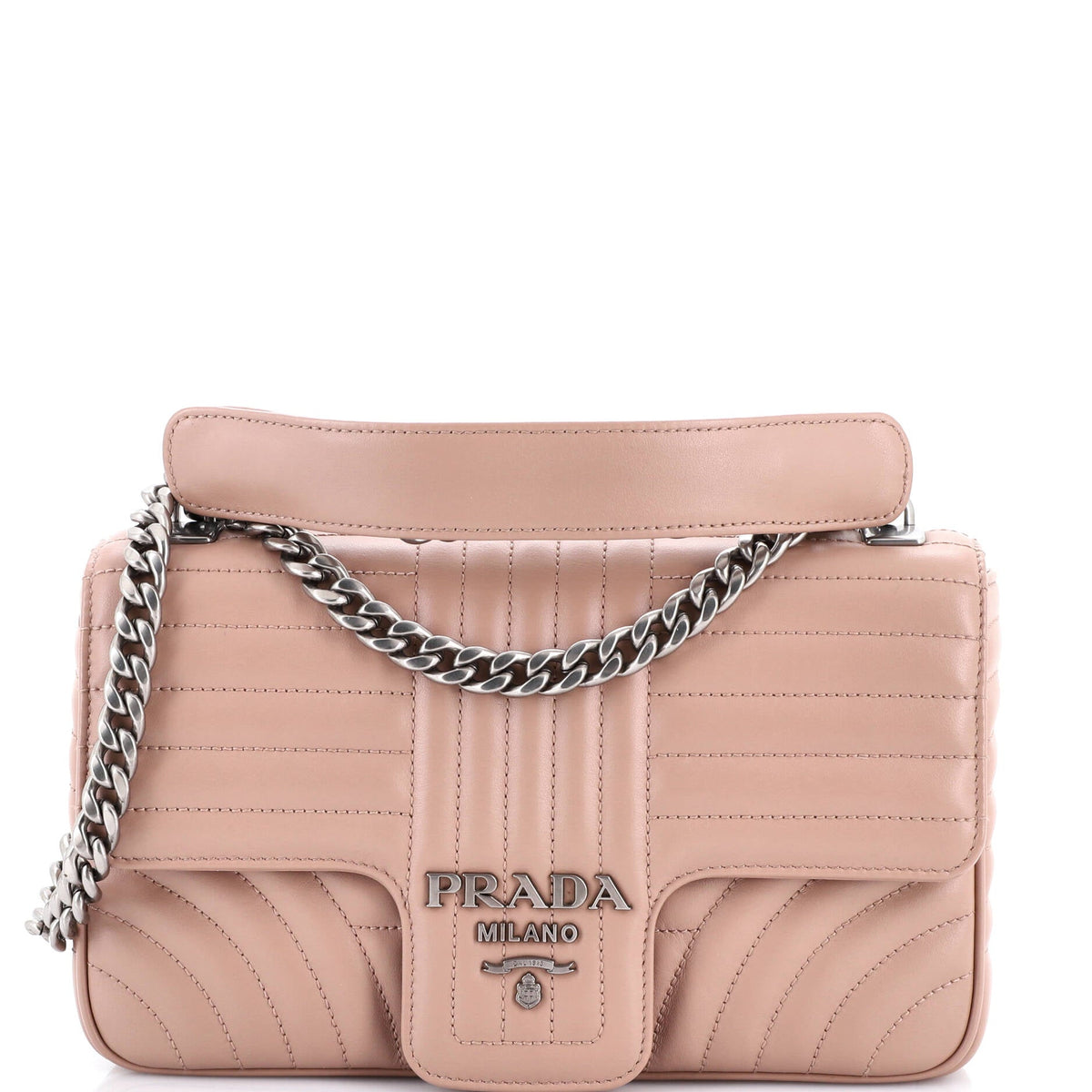 Prada Chain Flap Shoulder Bag Diagramme Quilted Leather Medium