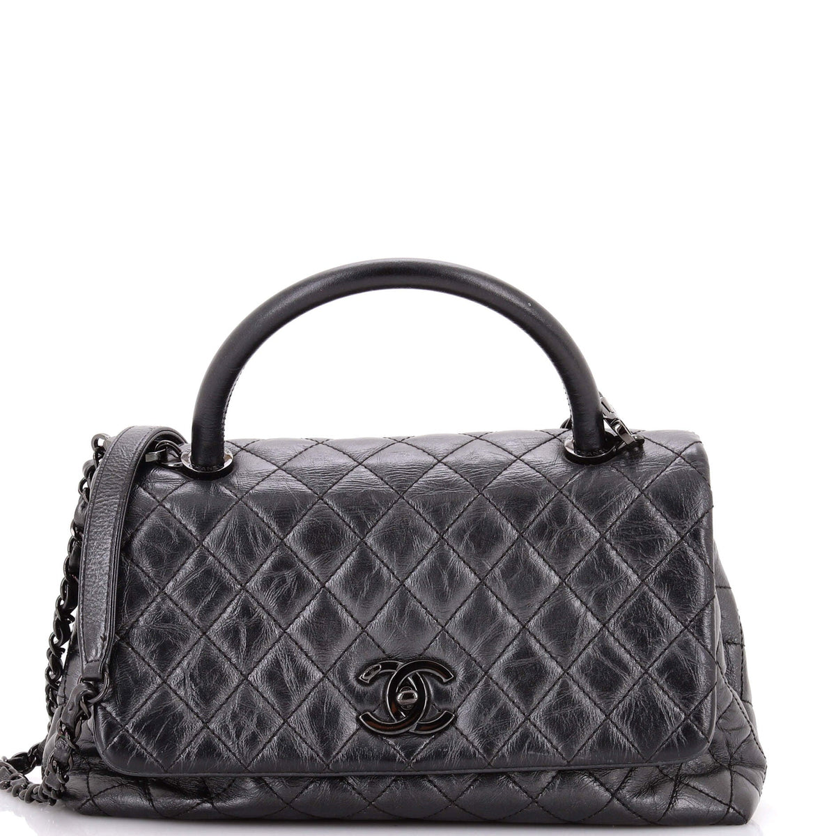 Chanel Coco Top Handle Bag Quilted Aged Calfskin Small