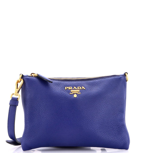 Prada Flat Zip Crossbody Bag Vitello Daino Mini