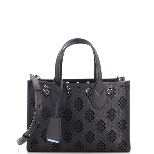Gucci Convertible Tote GG Debossed Laser Cut Leather Small
