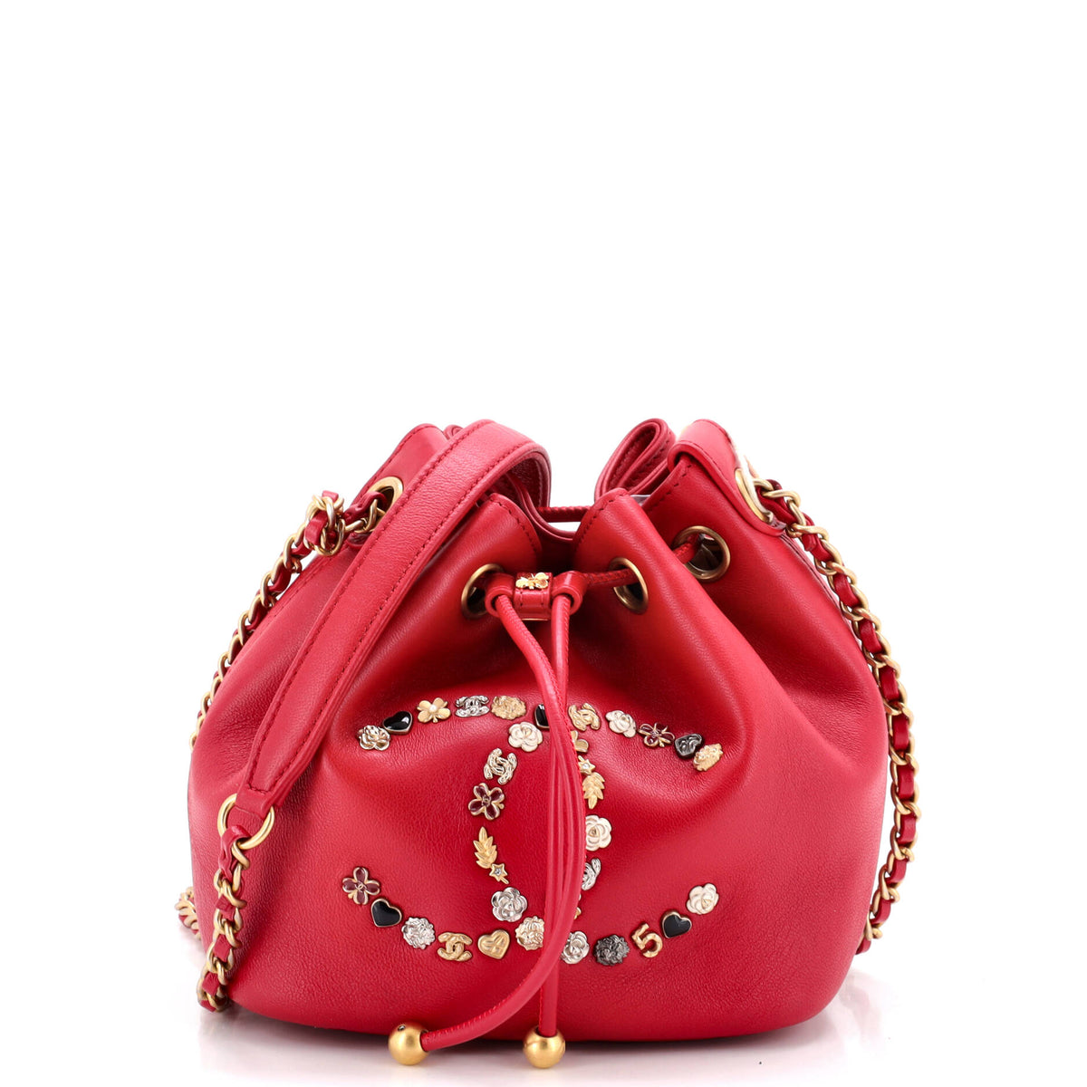 Chanel Lucky Charms CC Drawstring Bucket Bag Embellished Lambskin Mini