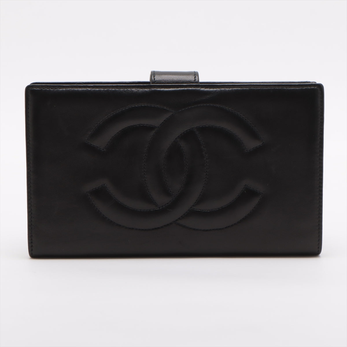Chanel Half Coco Mark Lambskin Wallet Black Gold Metal Fittings 4868828