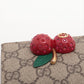 Gucci GG Supreme cherry 476050 PVC & leather Compact Wallet Beige x red