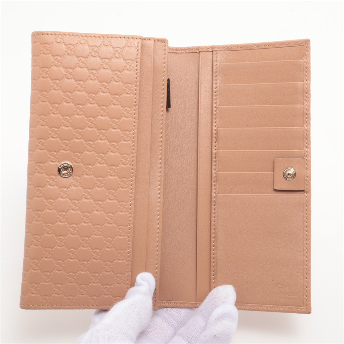 Gucci Micro Guccissima 449396 Leather Long Wallet Nude