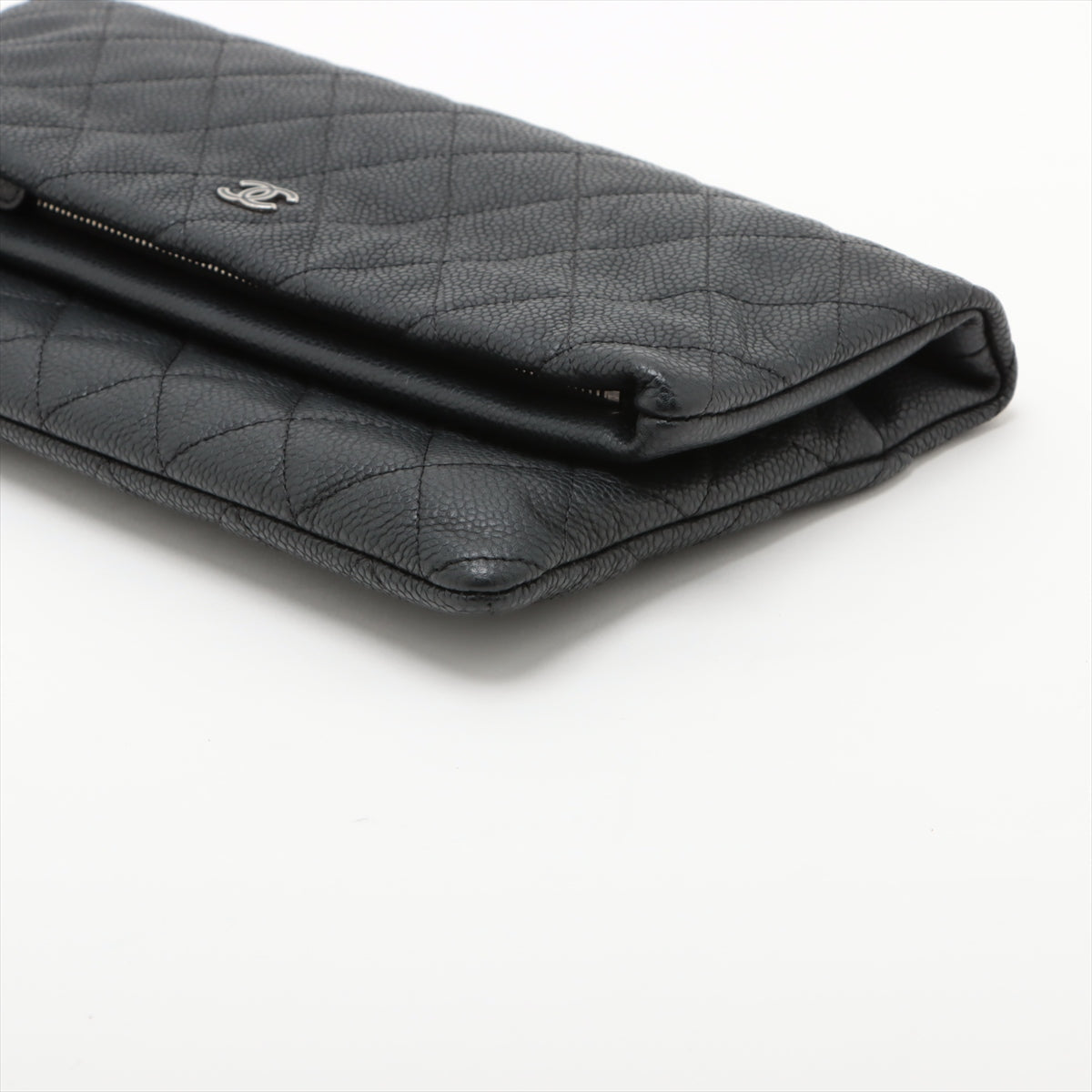 Chanel Matelasse Caviar Skin Clutch bag Black Silver Metal Fittings 20697912