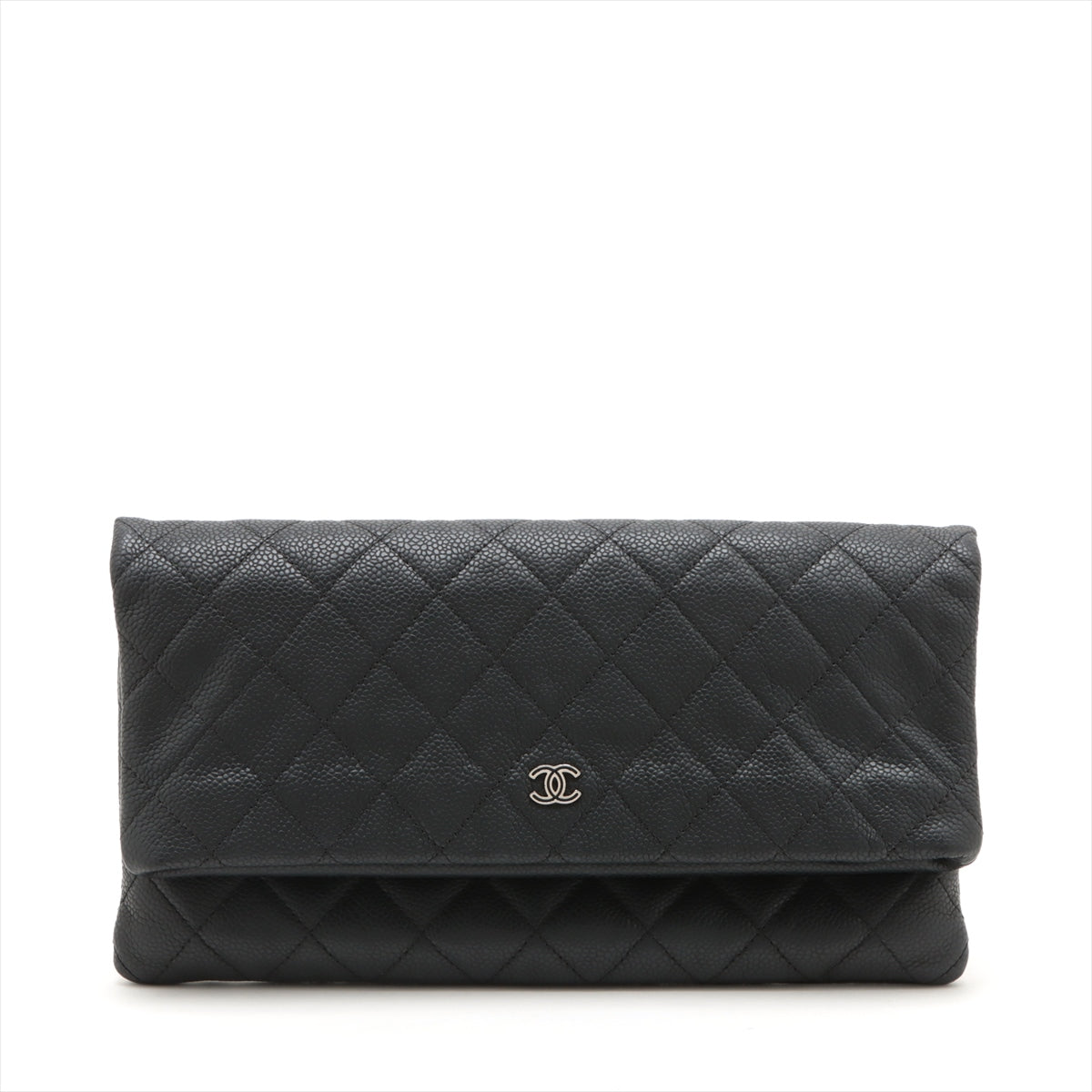 Chanel Matelasse Caviar Skin Clutch bag Black Silver Metal Fittings 20697912