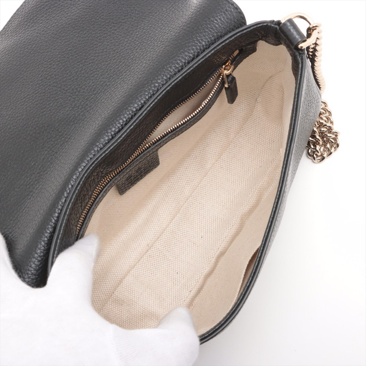 Gucci Soho Leather Chain Shoulder Bag Black 536224