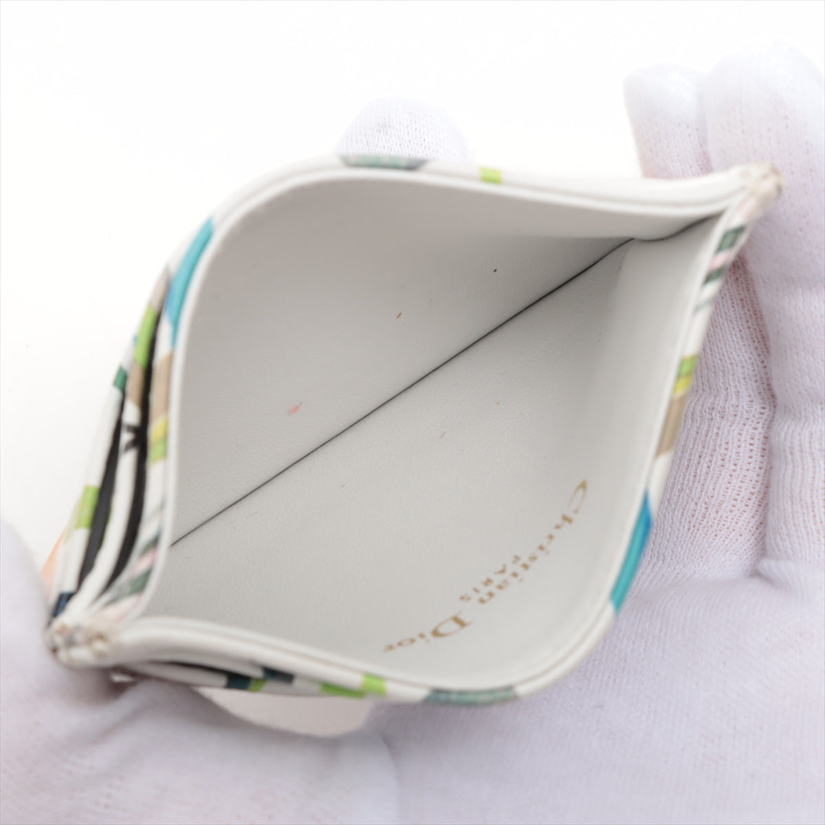 Dior Caro Leather Card Case White