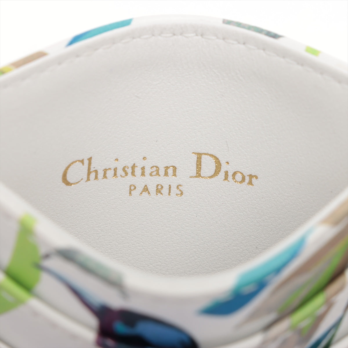 Dior Caro Leather Card Case White
