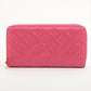 Louis Vuitton Monogram embossed Zippy Wallet Model Number Pink Zip Round Wallet