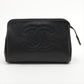 Chanel Coco Mark Caviar Skin Pouch Black Gold Metal Fittings