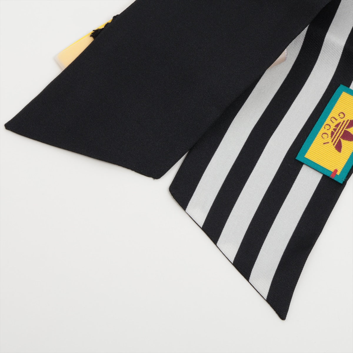 Gucci x Adidas Logo Scarf Silk Black × White Tsure tie scarf stripes