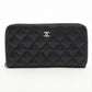 Chanel Matelasse Caviar Skin Zip Round Wallet Black Gold Metal Fittings