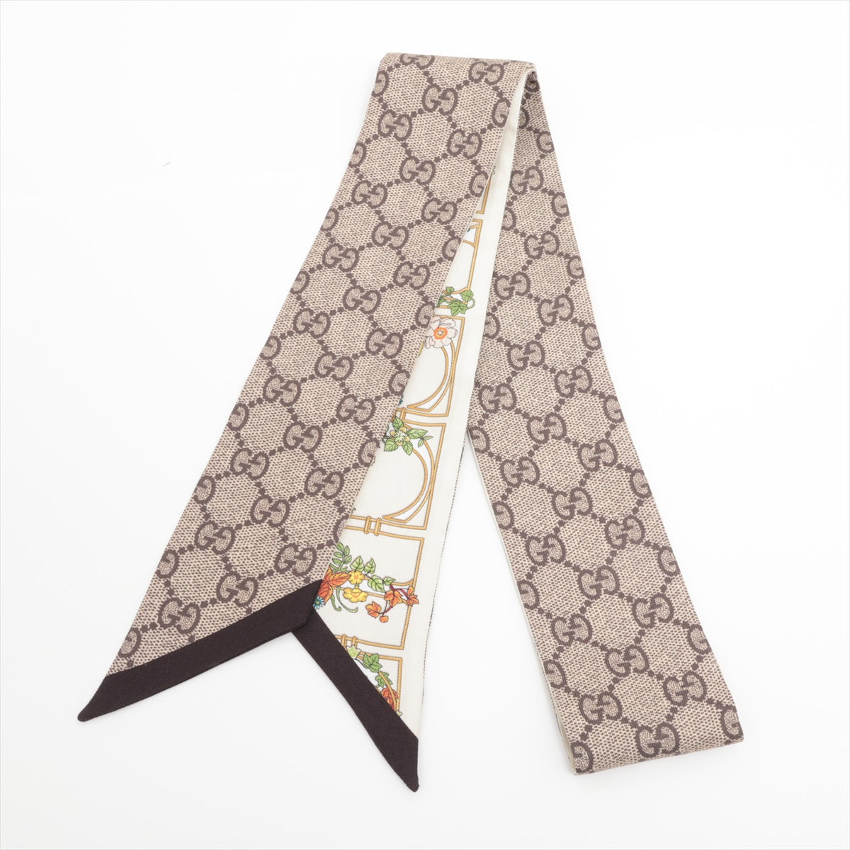 Gucci Neck Bow Scarf Silk Creases