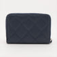 Chanel Matelasse Caviar Skin Coin Purse Navy Blue Silver Metal Fittings