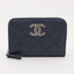 Chanel Matelasse Caviar Skin Coin Purse Navy Blue Silver Metal Fittings